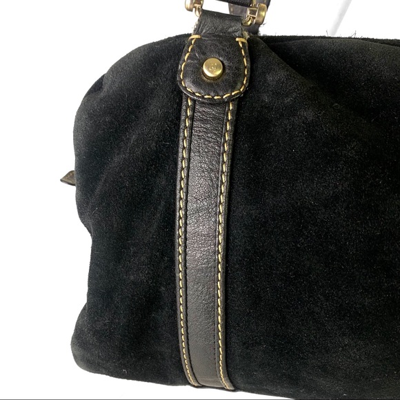 LIZ CLAIRBORNE GENUINE LEATHER HANDBAG BLACK LEATHER SHOULDER WOMEN MEDIUM BAG - Picture 9 of 17